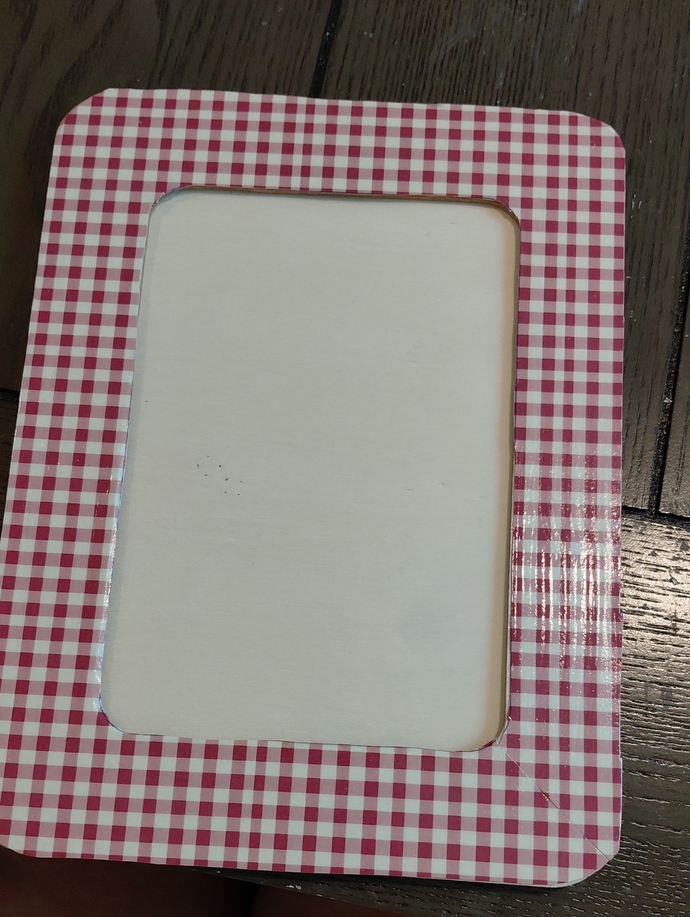 Red Gingham Picture Frame 5x7 Decoupaged. Made In Wood.